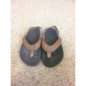 Kids Toddler Brown Flip Flop Sandals Size 9-10 Elastic Strap